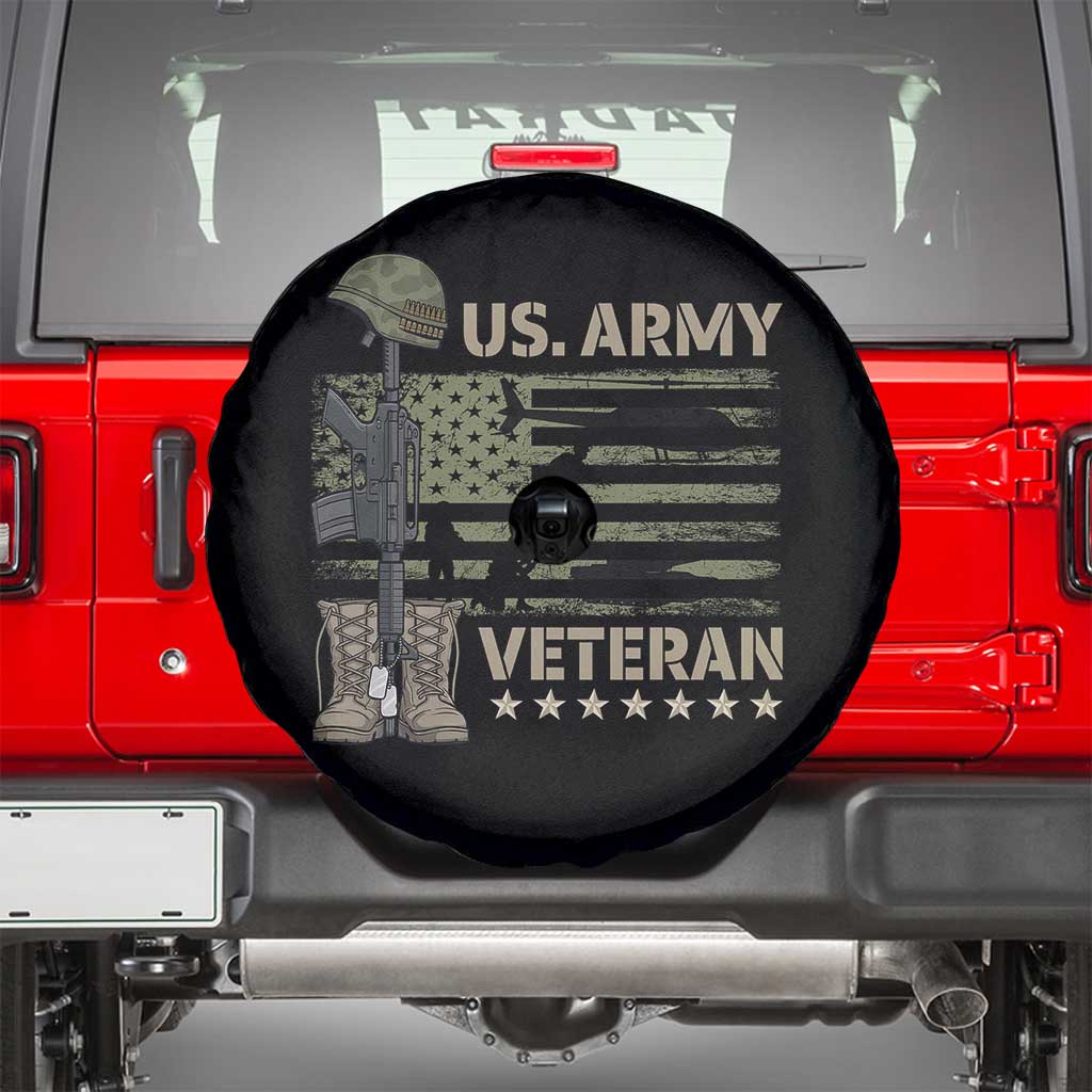 US Arrny Veteran Spare Tire Cover Proud Soldier USA Flag Camouflage Military TS14 Black Print Your Wear