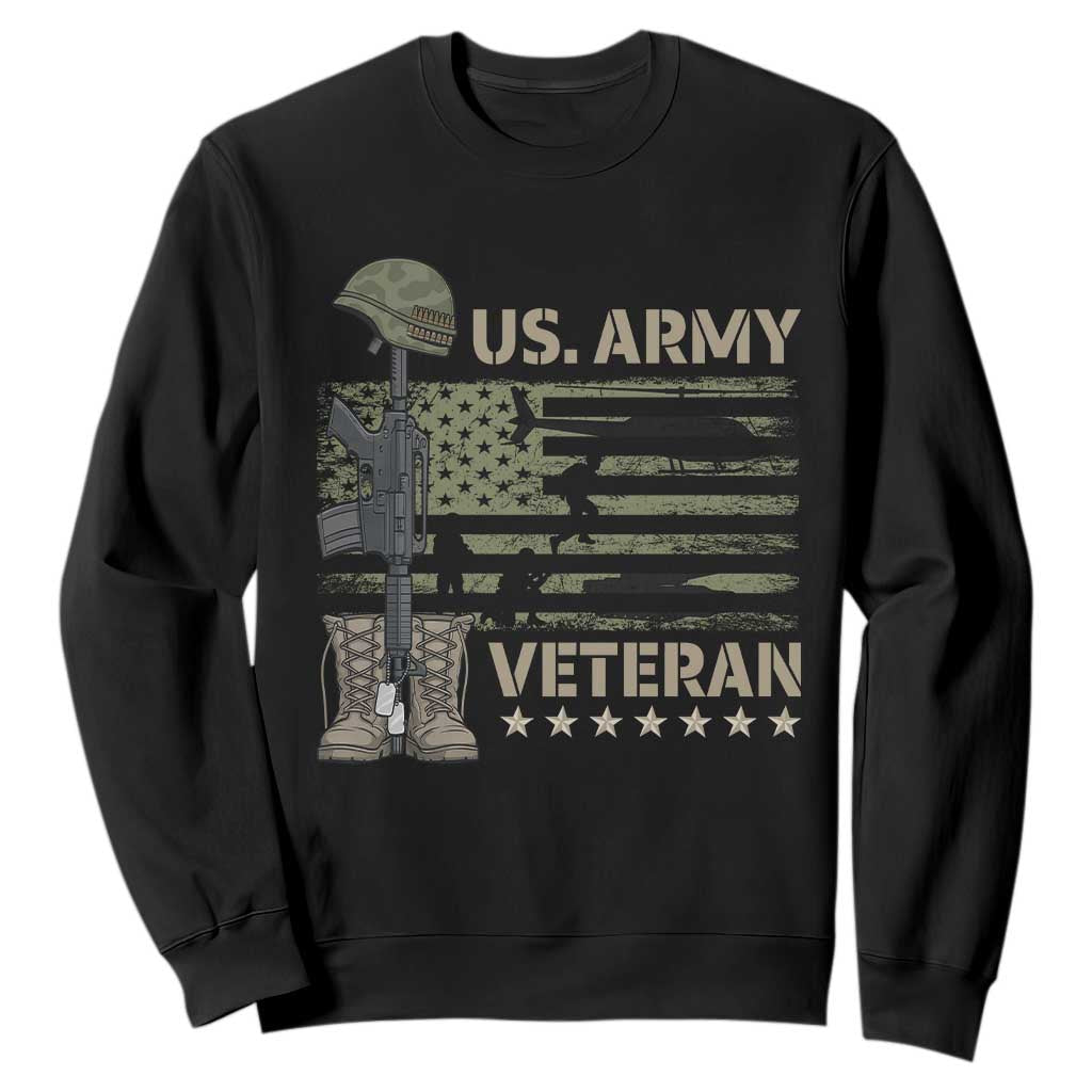 US Arrny Veteran Sweatshirt Proud Soldier USA Flag Camouflage Military TS14 Black Print Your Wear