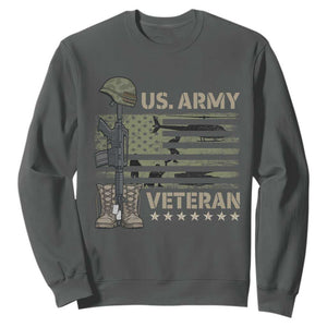 US Arrny Veteran Sweatshirt Proud Soldier USA Flag Camouflage Military TS14 Dark Heather Print Your Wear