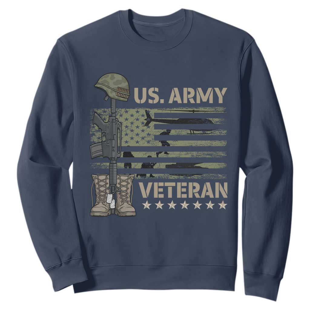 US Arrny Veteran Sweatshirt Proud Soldier USA Flag Camouflage Military TS14 Navy Print Your Wear