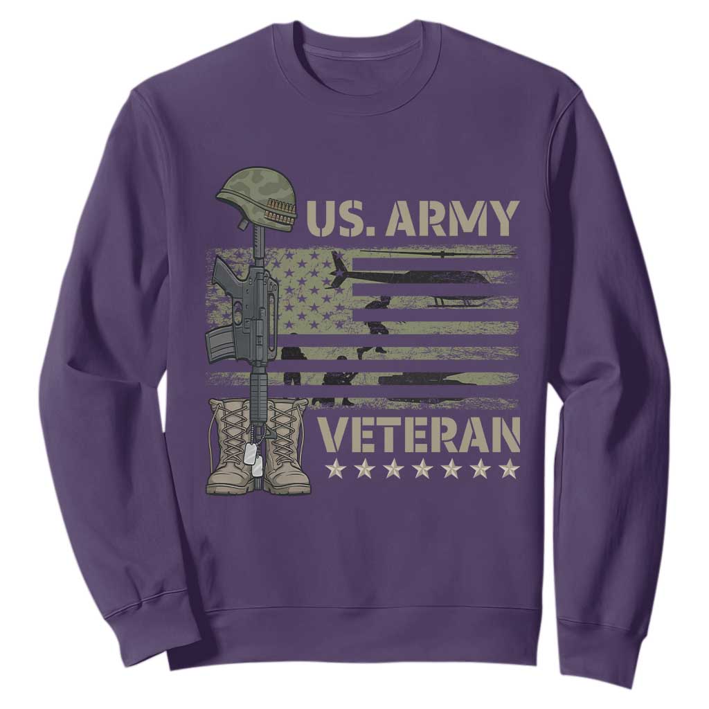 US Arrny Veteran Sweatshirt Proud Soldier USA Flag Camouflage Military TS14 Purple Print Your Wear
