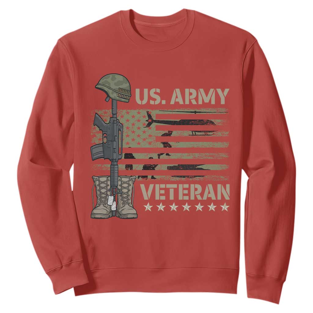 US Arrny Veteran Sweatshirt Proud Soldier USA Flag Camouflage Military TS14 Red Print Your Wear