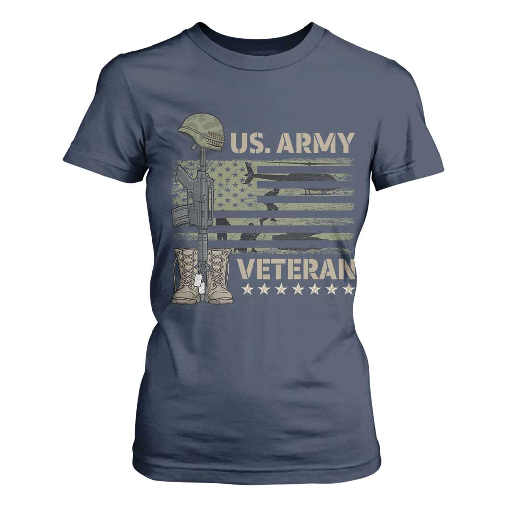 US Arrny Veteran T Shirt For Women Proud Soldier USA Flag Camouflage Military TS14 Navy Print Your Wear