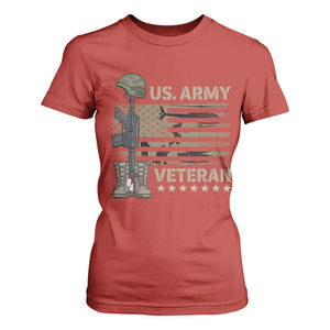 US Arrny Veteran T Shirt For Women Proud Soldier USA Flag Camouflage Military TS14 Red Print Your Wear
