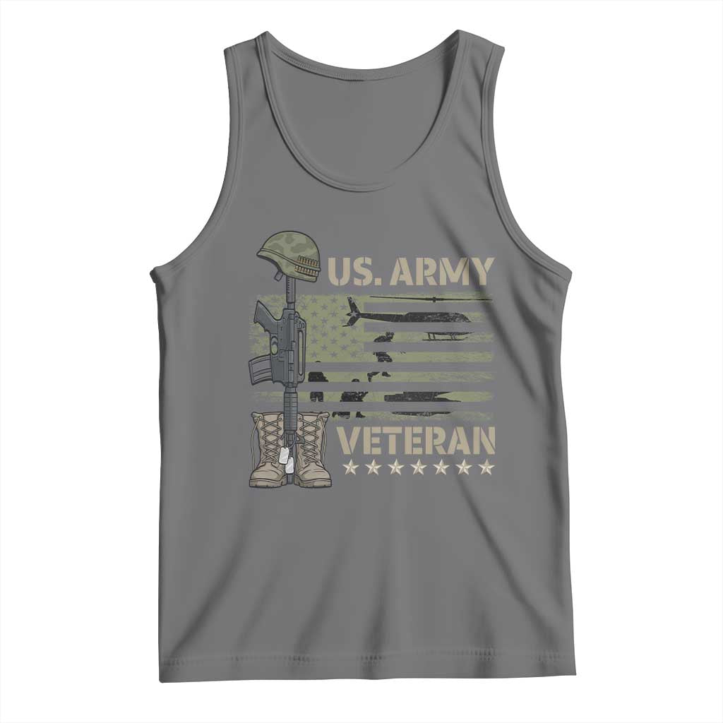 US Arrny Veteran Tank Top Proud Soldier USA Flag Camouflage Military TS14 Black Heather Print Your Wear