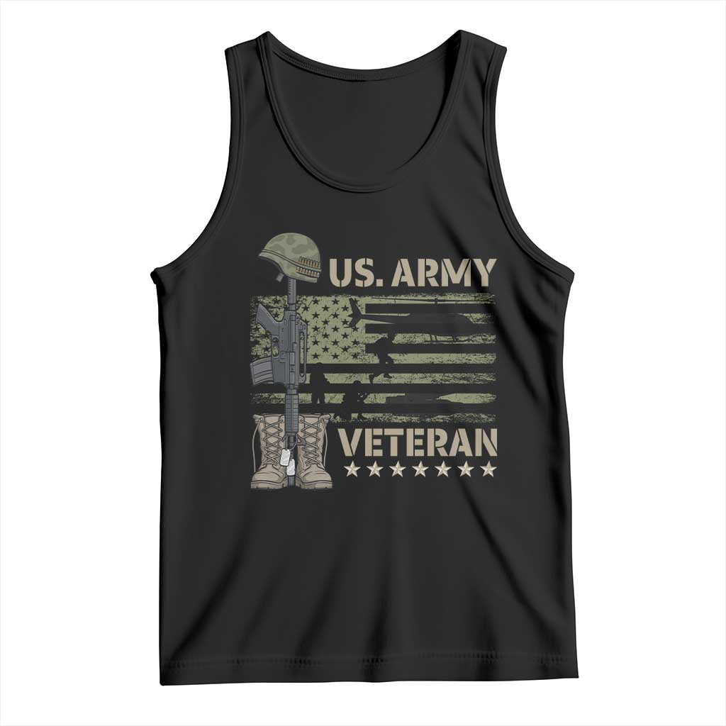 US Arrny Veteran Tank Top Proud Soldier USA Flag Camouflage Military TS14 Black Print Your Wear