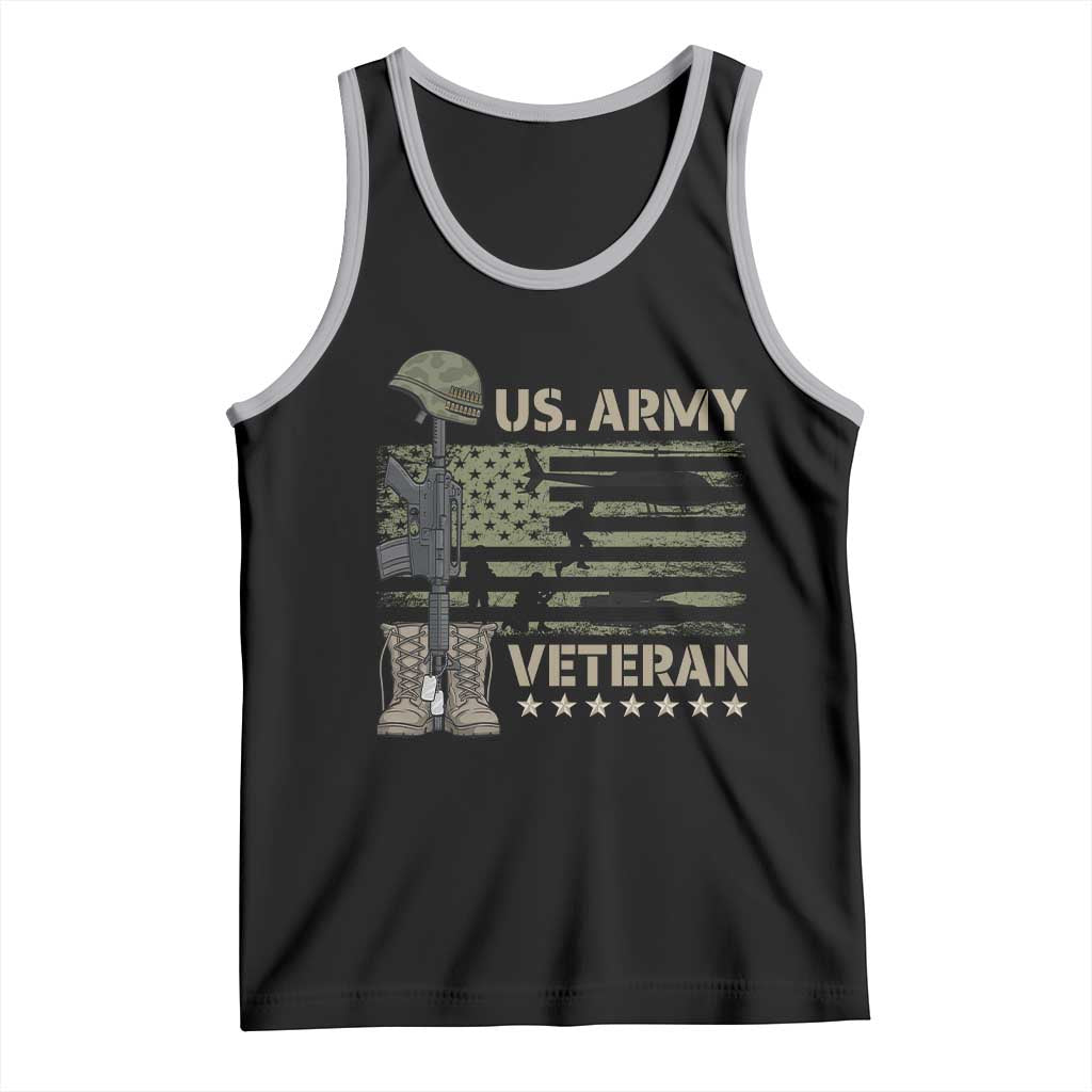 US Arrny Veteran Tank Top Proud Soldier USA Flag Camouflage Military TS14 Black Athletic Heather Print Your Wear