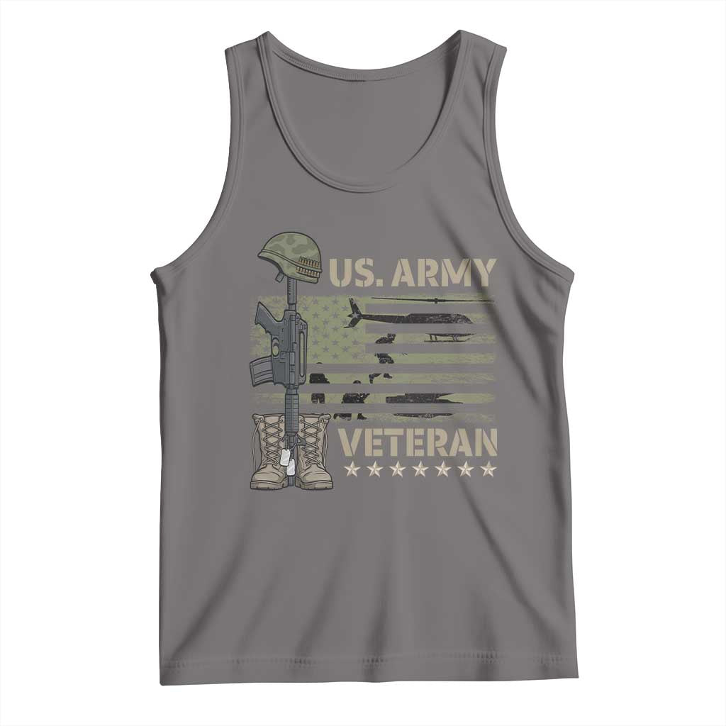 US Arrny Veteran Tank Top Proud Soldier USA Flag Camouflage Military TS14 Deep Heather Print Your Wear