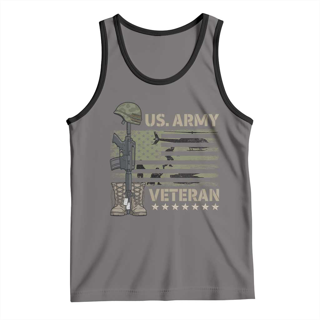 US Arrny Veteran Tank Top Proud Soldier USA Flag Camouflage Military TS14 Deep Heather Black Print Your Wear