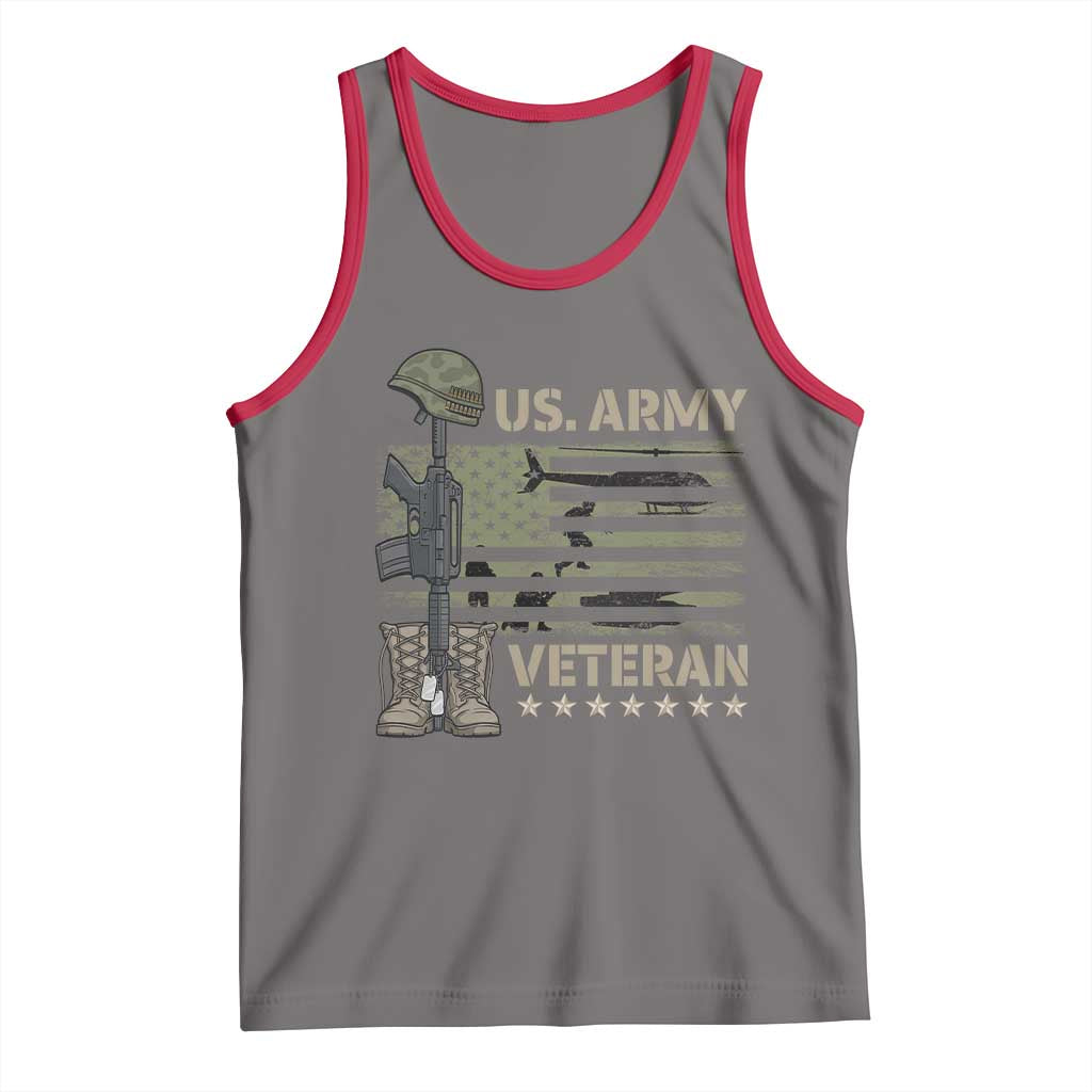US Arrny Veteran Tank Top Proud Soldier USA Flag Camouflage Military TS14 Deep Heather Red Print Your Wear