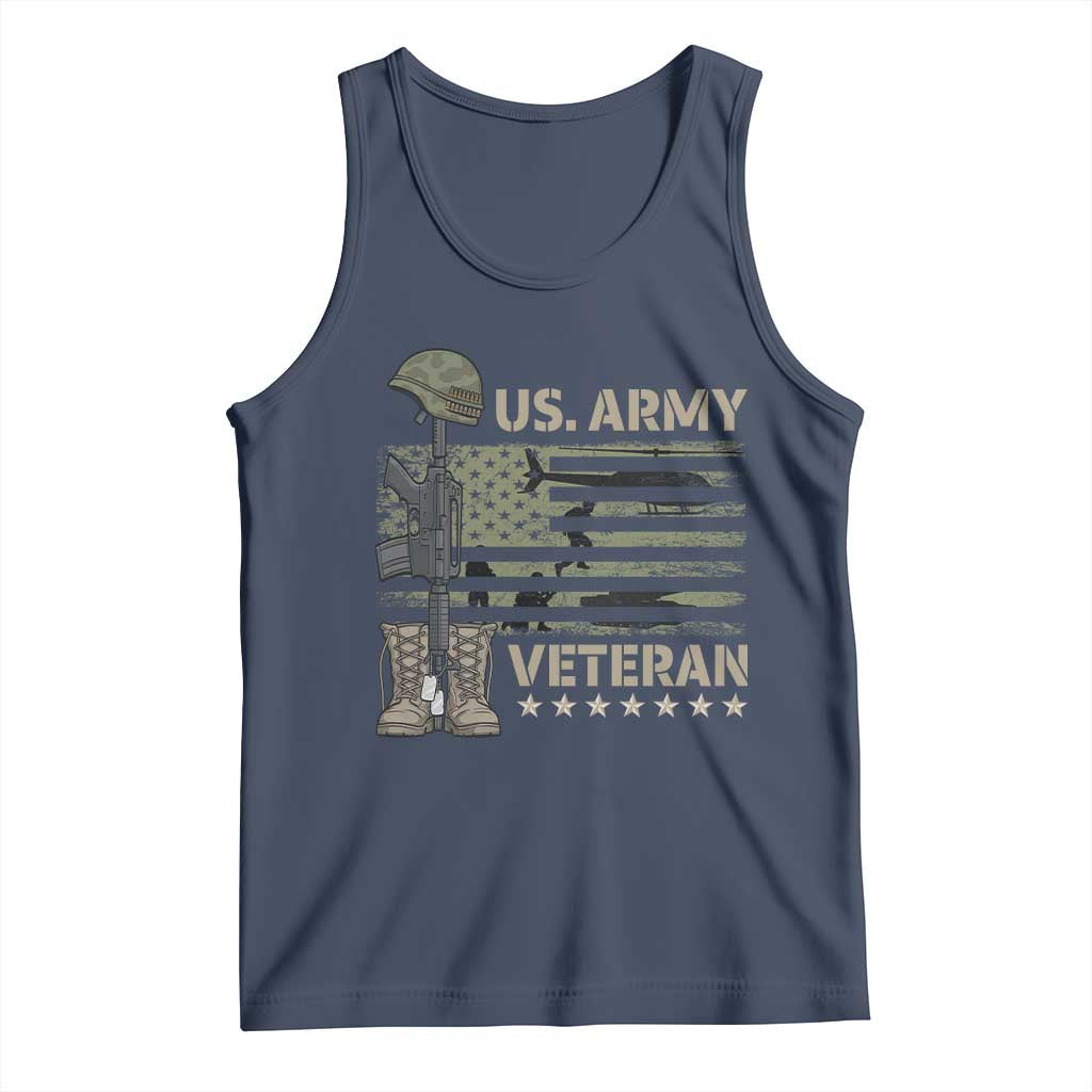 US Arrny Veteran Tank Top Proud Soldier USA Flag Camouflage Military TS14 Navy Print Your Wear