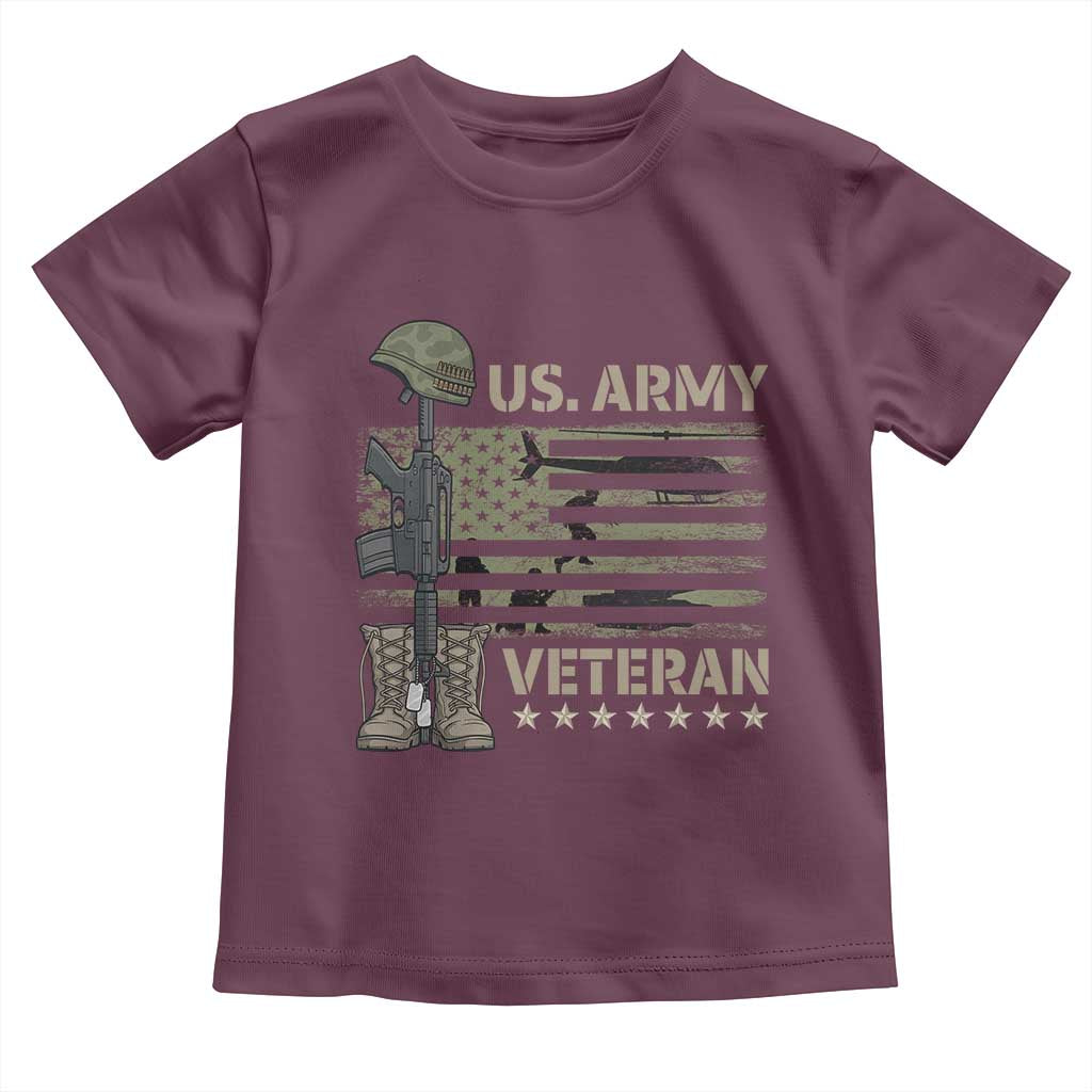 US Arrny Veteran Toddler T Shirt Proud Soldier USA Flag Camouflage Military TS14 Maroon Print Your Wear