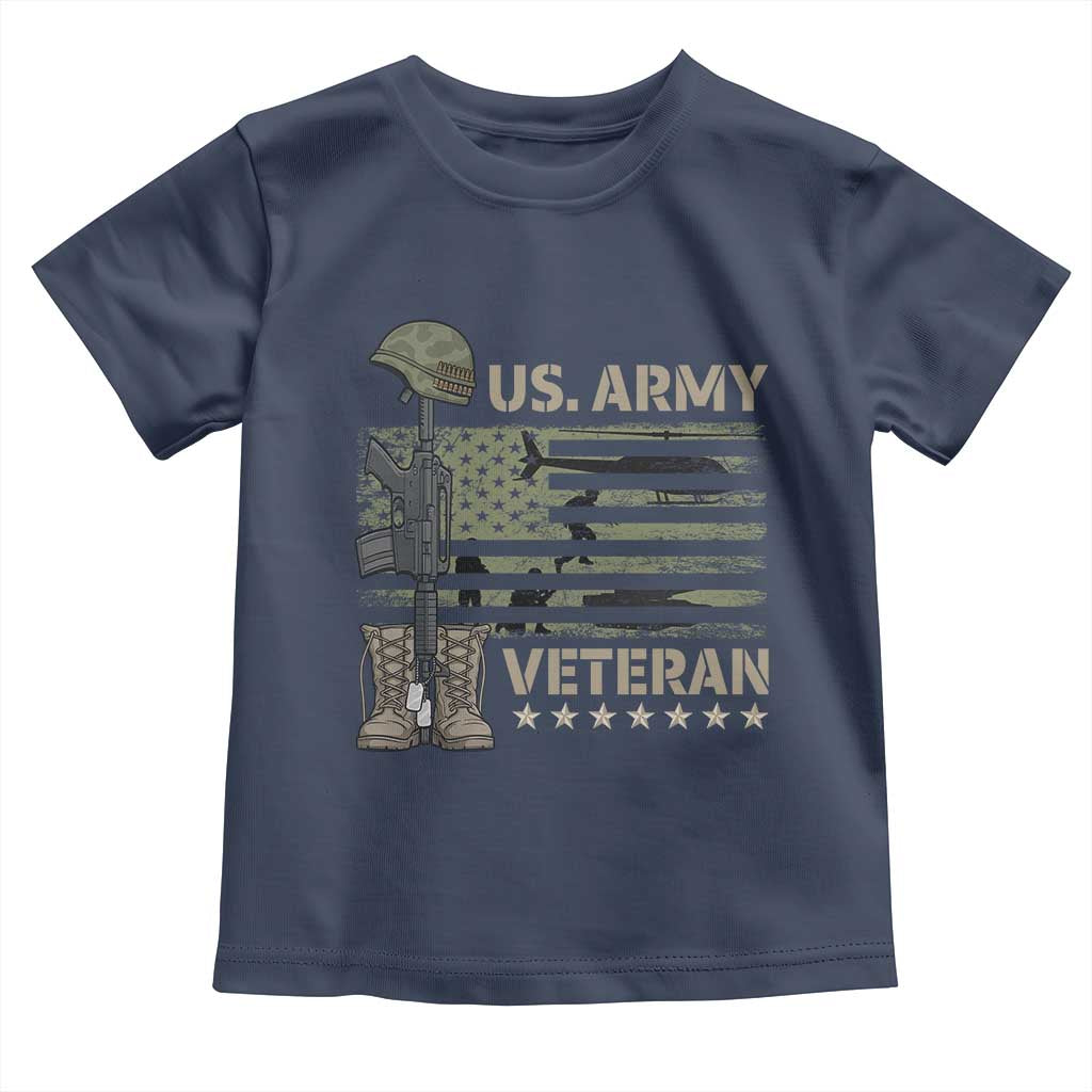 US Arrny Veteran Toddler T Shirt Proud Soldier USA Flag Camouflage Military TS14 Navy Print Your Wear
