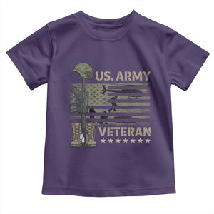 US Arrny Veteran Toddler T Shirt Proud Soldier USA Flag Camouflage Military TS14 Purple Print Your Wear