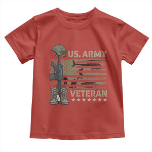 US Arrny Veteran Toddler T Shirt Proud Soldier USA Flag Camouflage Military TS14 Red Print Your Wear