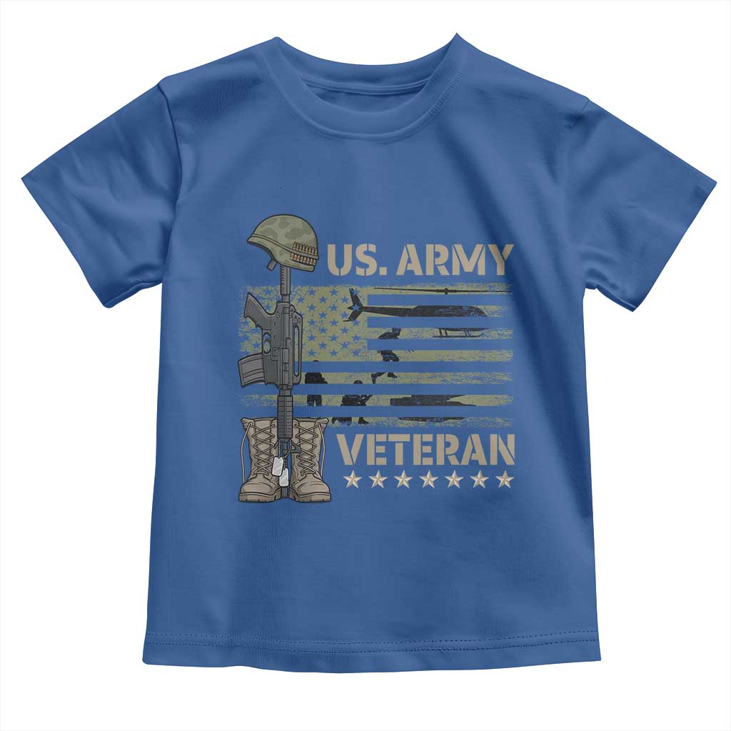 US Arrny Veteran Toddler T Shirt Proud Soldier USA Flag Camouflage Military TS14 Royal Blue Print Your Wear