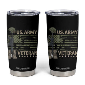 US Arrny Veteran Tumbler Cup Proud Soldier USA Flag Camouflage Military TS14 Black Print Your Wear