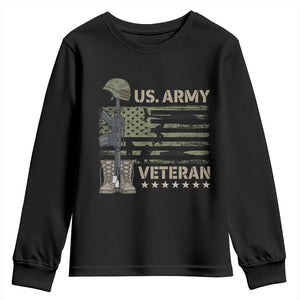 US Arrny Veteran Youth Sweatshirt Proud Soldier USA Flag Camouflage Military TS14 Black Print Your Wear