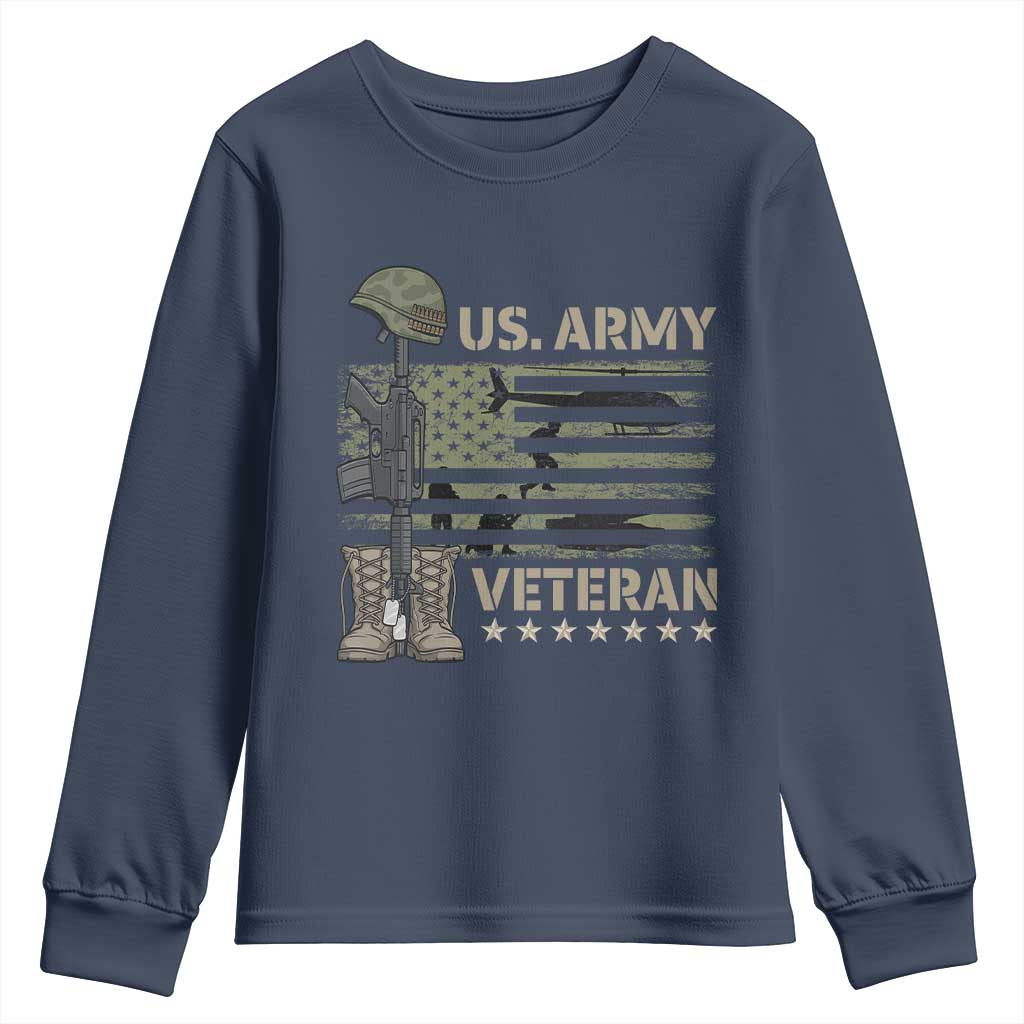 US Arrny Veteran Youth Sweatshirt Proud Soldier USA Flag Camouflage Military TS14 Navy Print Your Wear