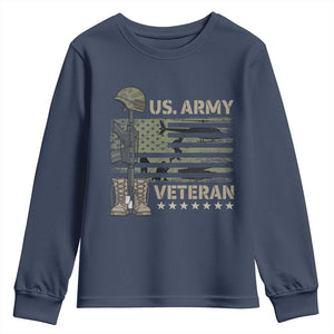 US Arrny Veteran Youth Sweatshirt Proud Soldier USA Flag Camouflage Military TS14 Navy Print Your Wear