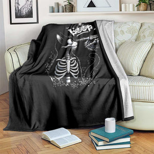 Black Cat Halloween Throw Blanket Skeleton Hand Boop TS14 Print Your Wear