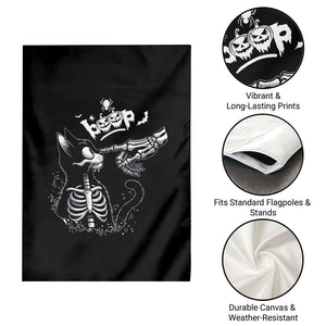 Black Cat Halloween Garden Flag Skeleton Hand Boop TS14 Print Your Wear