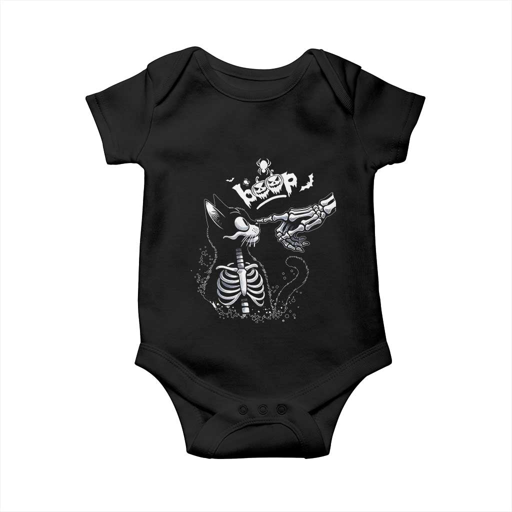 Black Cat Halloween Baby Onesie Skeleton Hand Boop TS14 Black Print Your Wear