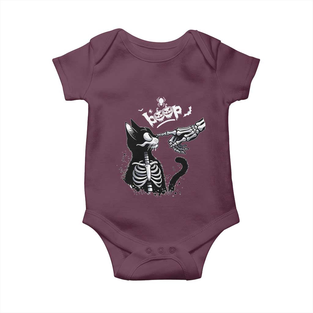 Black Cat Halloween Baby Onesie Skeleton Hand Boop TS14 Maroon Print Your Wear