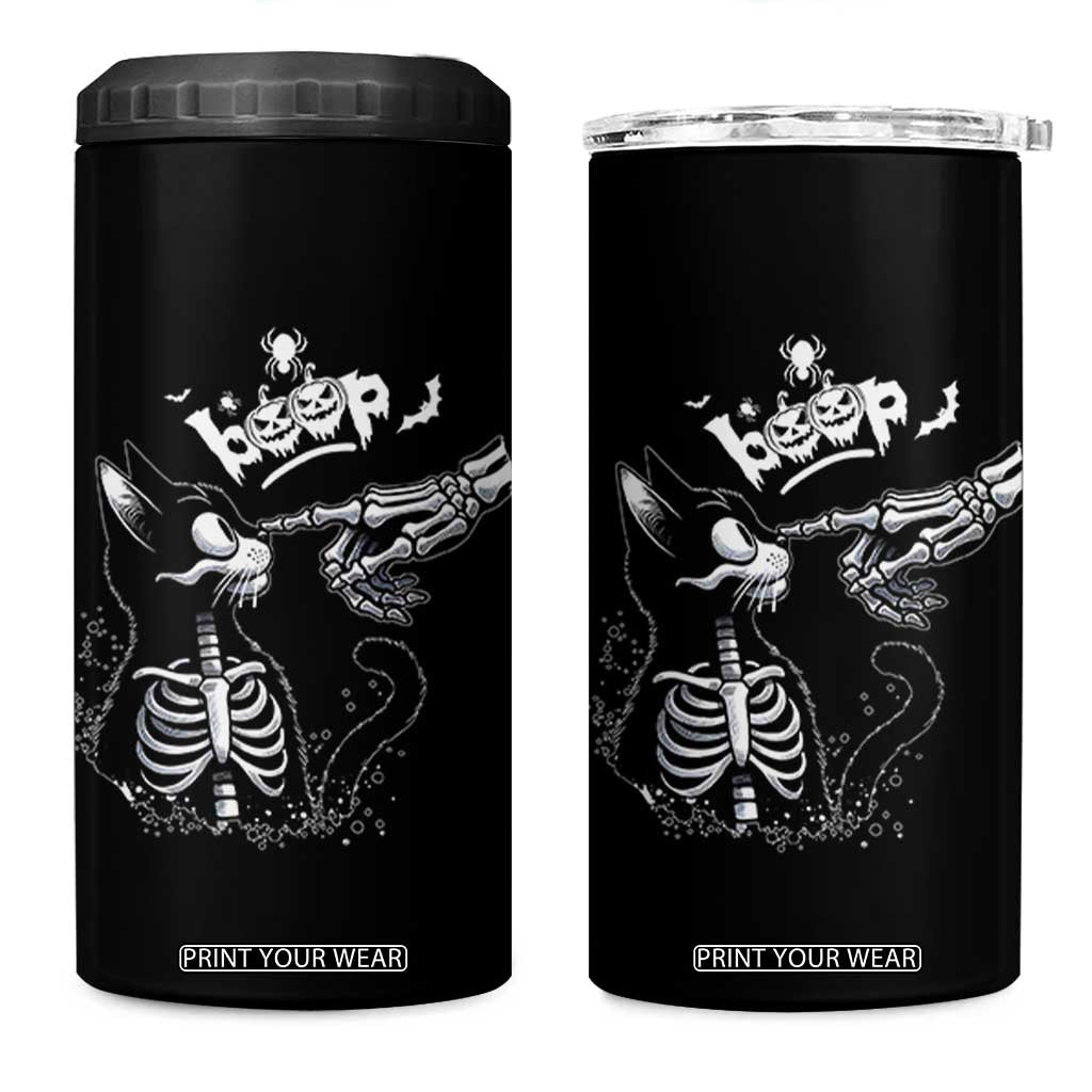 Black Cat Halloween 4 in 1 Can Cooler Tumbler Skeleton Hand Boop TS14 One Size: 16 oz Black Print Your Wear