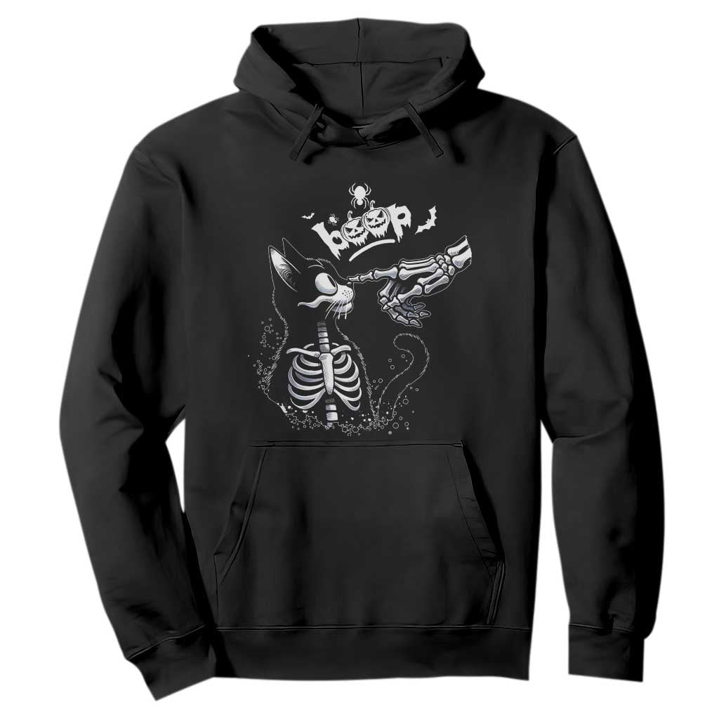 Black Cat Halloween Hoodie Skeleton Hand Boop TS14 Black Print Your Wear