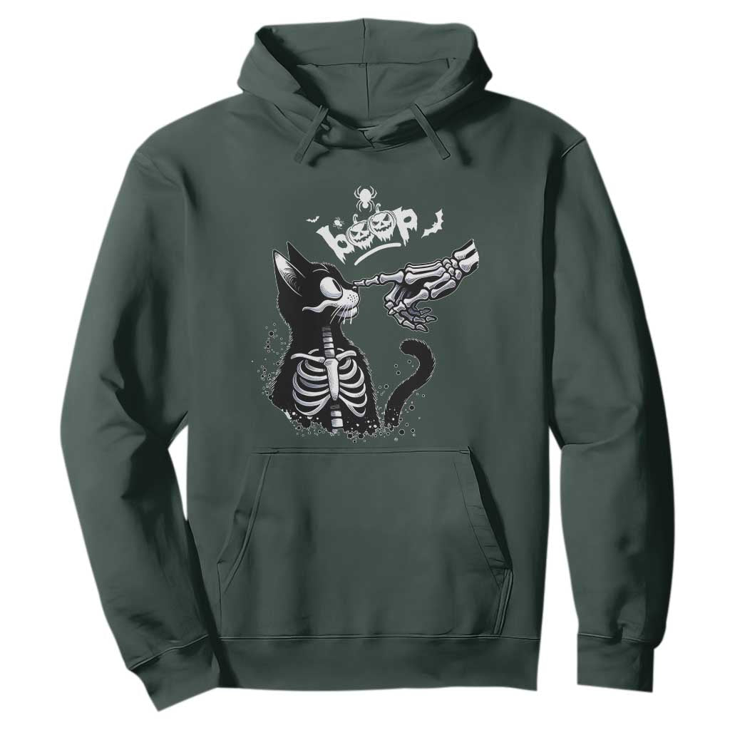Black Cat Halloween Hoodie Skeleton Hand Boop TS14 Dark Forest Green Print Your Wear