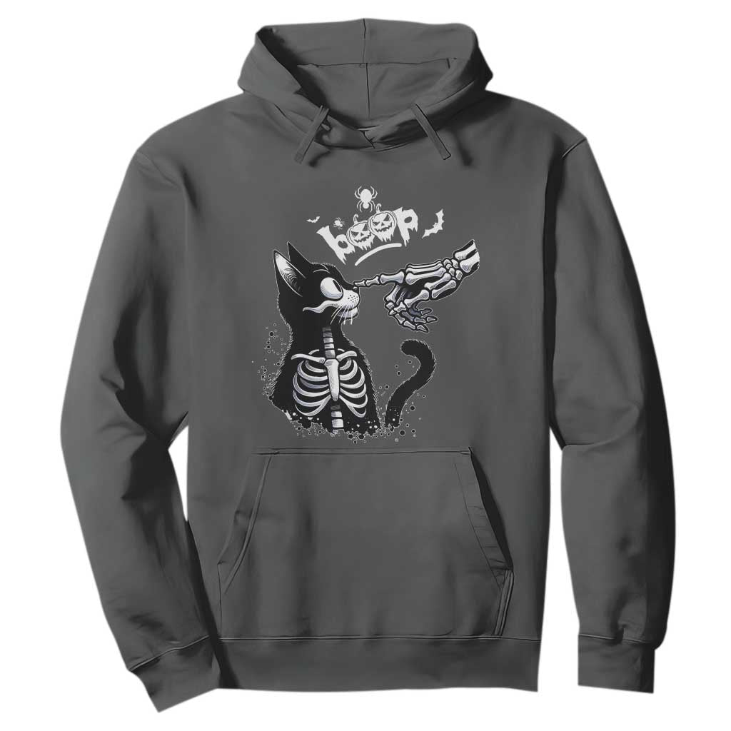 Black Cat Halloween Hoodie Skeleton Hand Boop TS14 Dark Heather Print Your Wear