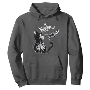 Black Cat Halloween Hoodie Skeleton Hand Boop TS14 Dark Heather Print Your Wear