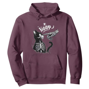 Black Cat Halloween Hoodie Skeleton Hand Boop TS14 Maroon Print Your Wear