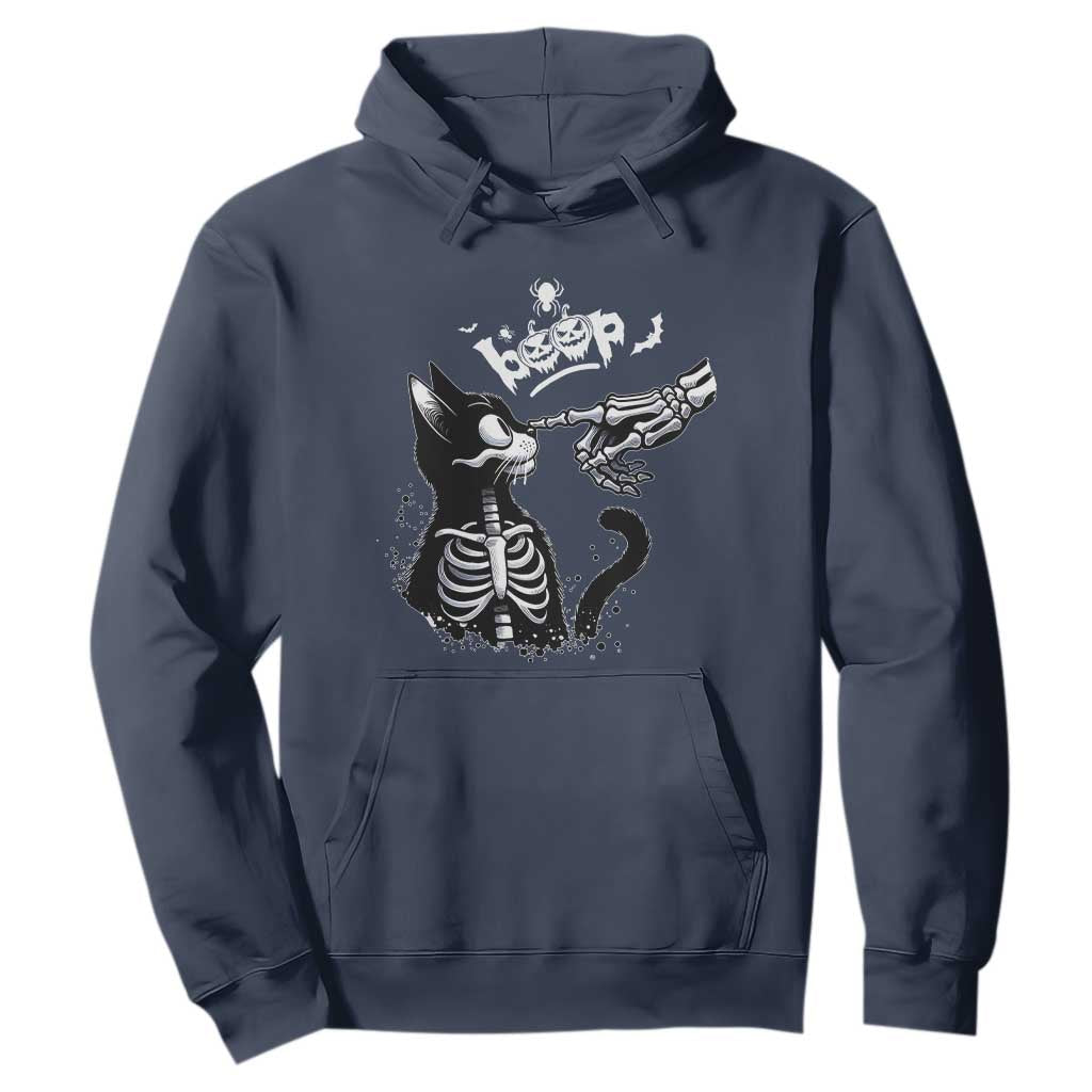 Black Cat Halloween Hoodie Skeleton Hand Boop TS14 Navy Print Your Wear