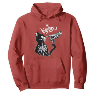 Black Cat Halloween Hoodie Skeleton Hand Boop TS14 Red Print Your Wear