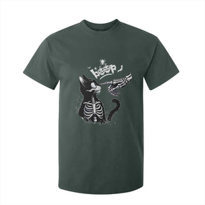 Black Cat Halloween T Shirt For Kid Skeleton Hand Boop TS14 Dark Forest Green Print Your Wear