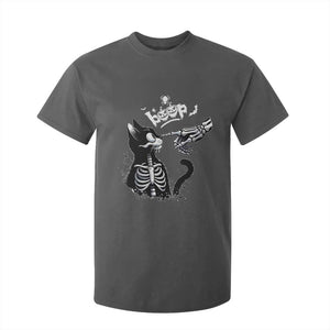 Black Cat Halloween T Shirt For Kid Skeleton Hand Boop TS14 Dark Heather Print Your Wear
