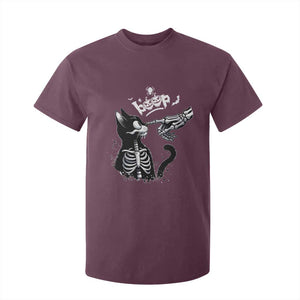 Black Cat Halloween T Shirt For Kid Skeleton Hand Boop TS14 Maroon Print Your Wear