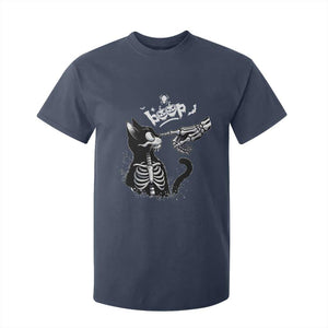 Black Cat Halloween T Shirt For Kid Skeleton Hand Boop TS14 Navy Print Your Wear