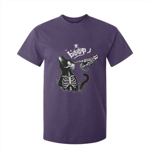 Black Cat Halloween T Shirt For Kid Skeleton Hand Boop TS14 Purple Print Your Wear
