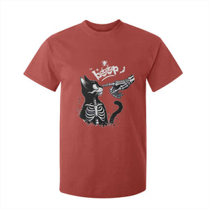Black Cat Halloween T Shirt For Kid Skeleton Hand Boop TS14 Red Print Your Wear