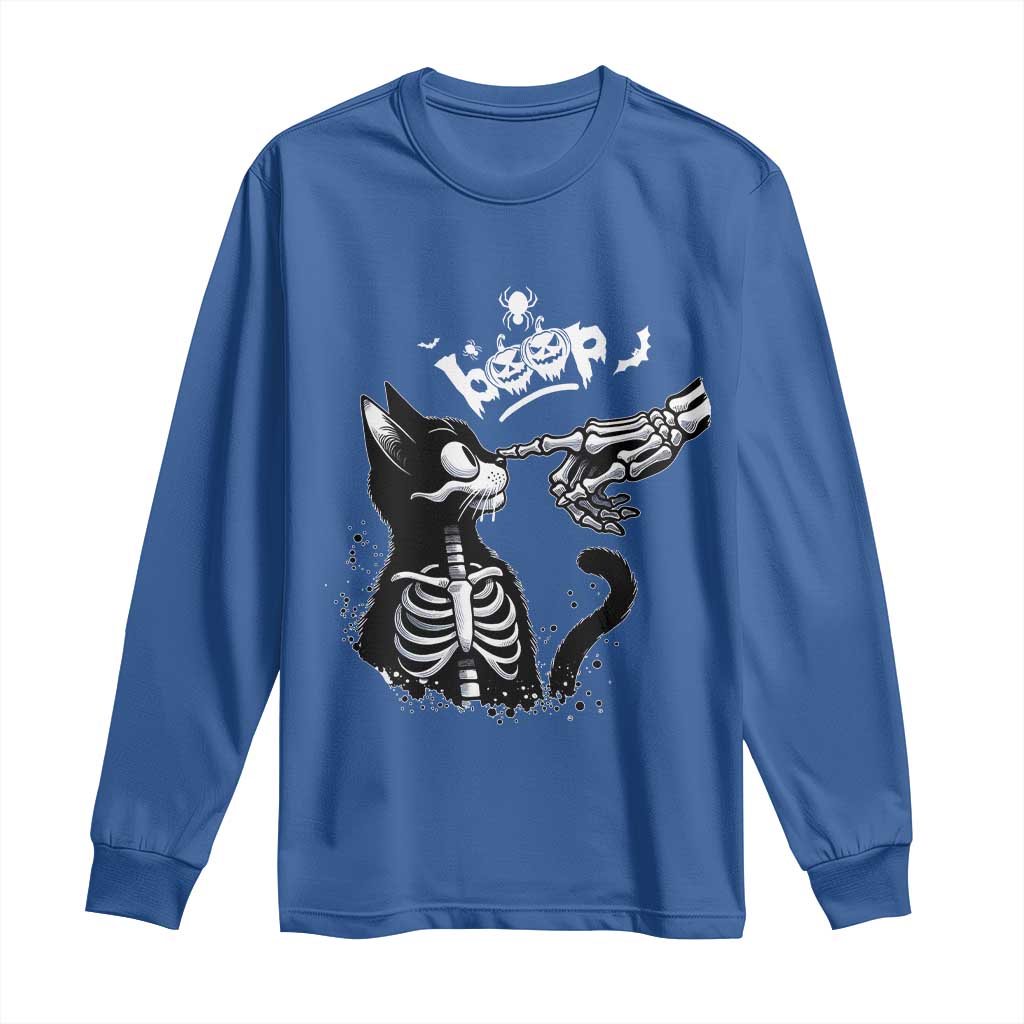 Black Cat Halloween Long Sleeve Shirt Skeleton Hand Boop TS14 Royal Blue Print Your Wear