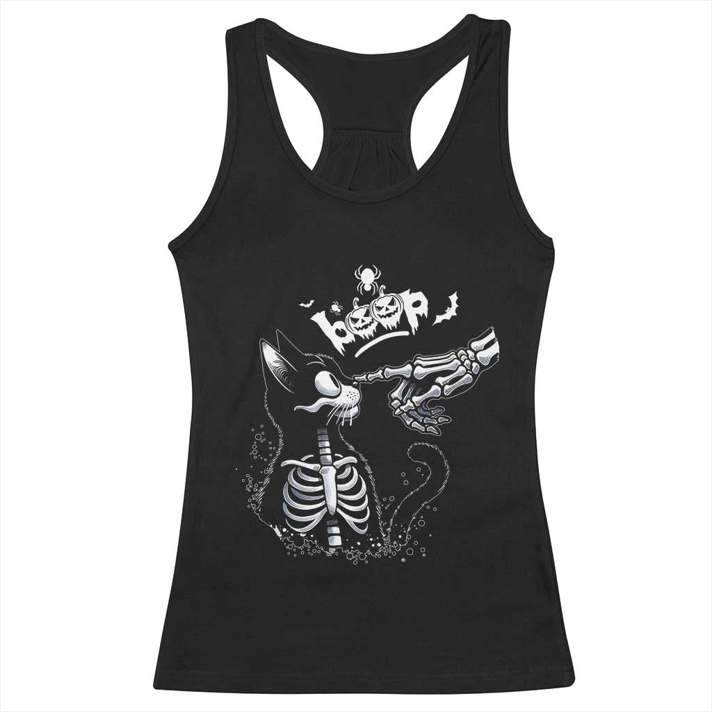 Black Cat Halloween Racerback Tank Top Skeleton Hand Boop TS14 Black Print Your Wear