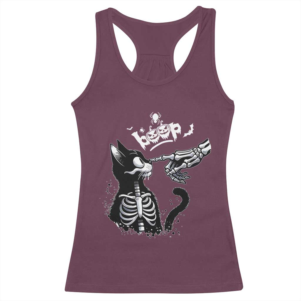 Black Cat Halloween Racerback Tank Top Skeleton Hand Boop TS14 Maroon Print Your Wear