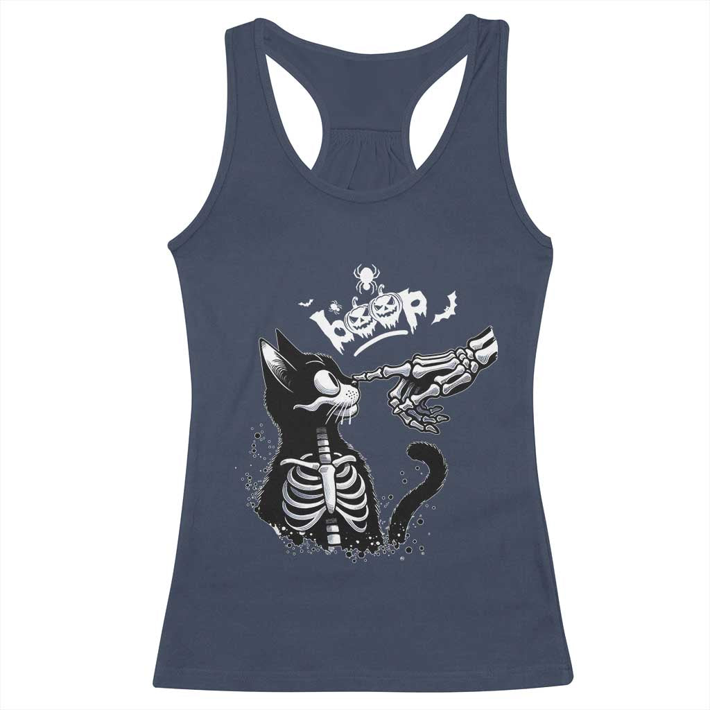 Black Cat Halloween Racerback Tank Top Skeleton Hand Boop TS14 Navy Print Your Wear