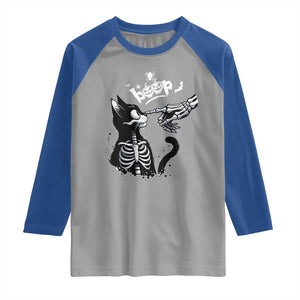 Black Cat Halloween Raglan Shirt Skeleton Hand Boop TS14 Sport Gray Royal Print Your Wear