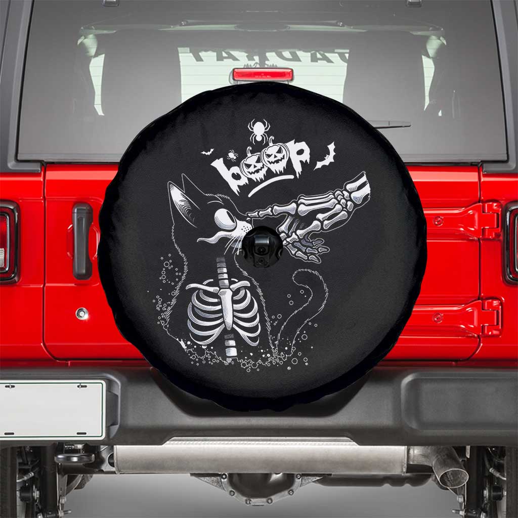 Black Cat Halloween Spare Tire Cover Skeleton Hand Boop TS14 Black Print Your Wear