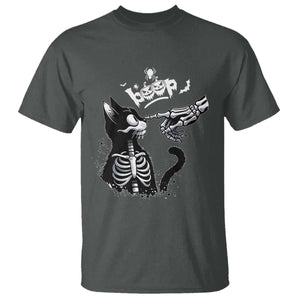 Black Cat Halloween T Shirt Skeleton Hand Boop TS14 Dark Heather Print Your Wear