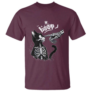 Black Cat Halloween T Shirt Skeleton Hand Boop TS14 Maroon Print Your Wear